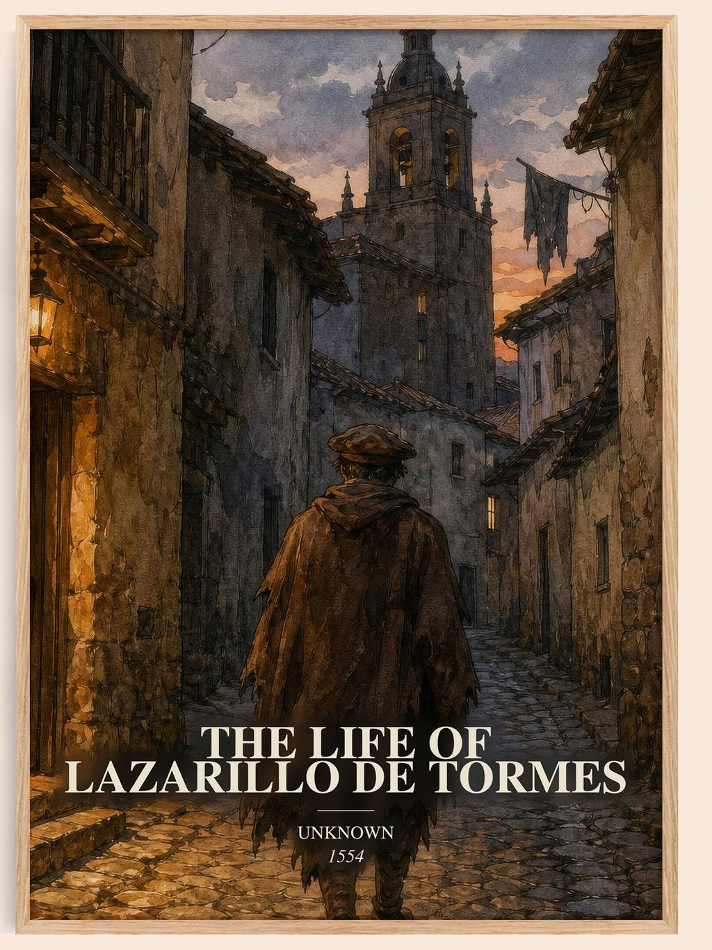 The Life of Lazarillo de Tormes watercolour book poster by Unknown – framed literary art print