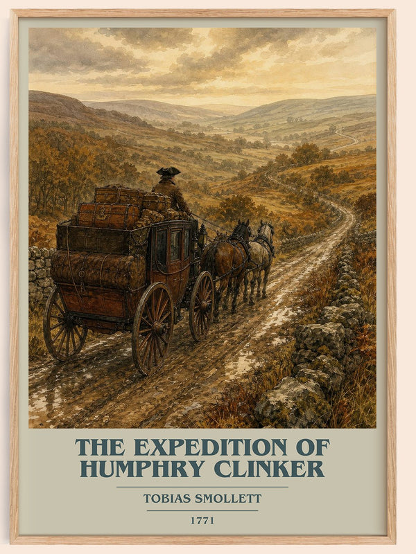 The Expedition of Humphry Clinker book cover book poster by Tobias Smollett – framed literary art print