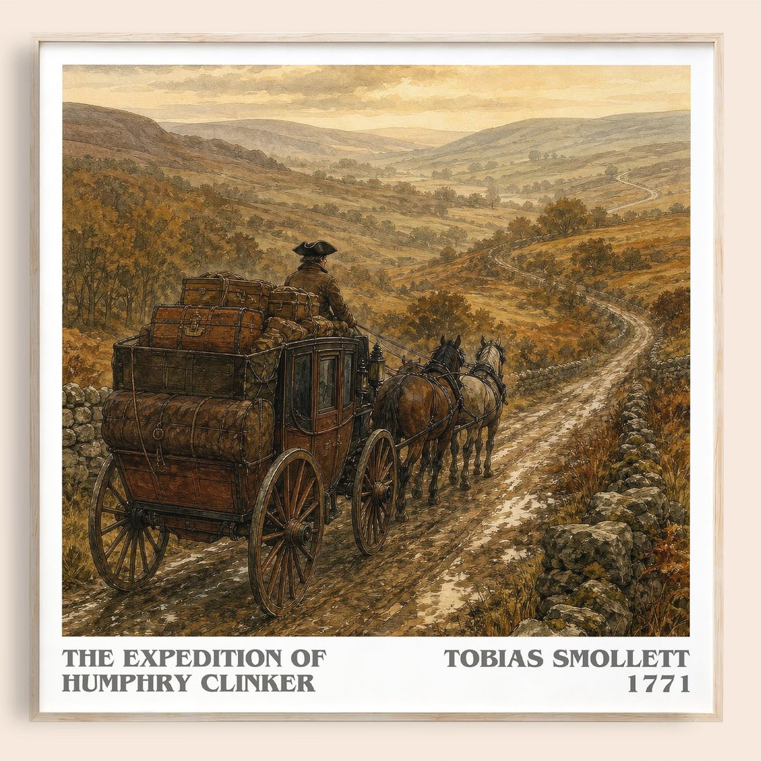 The Expedition of Humphry Clinker literary book poster by Tobias Smollett – framed literary art print