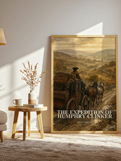 The Expedition of Humphry Clinker watercolour print in frame leaning in hallway – satire wall art