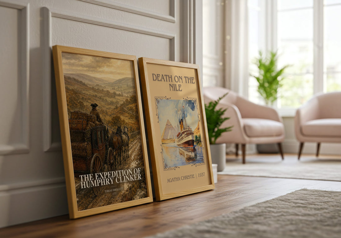 The Expedition of Humphry Clinker watercolour print framed by window – literary home decor