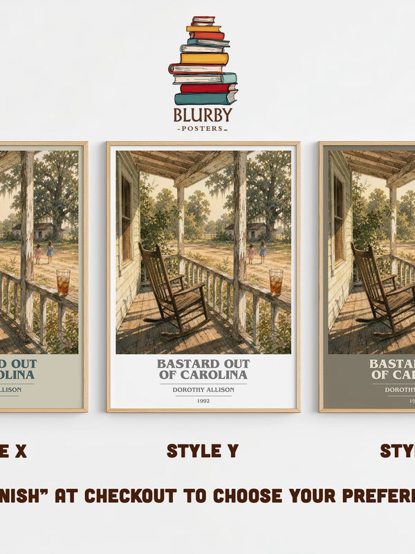 Bastard Out of Carolina book cover print in frame leaning in hallway – literary fiction wall art