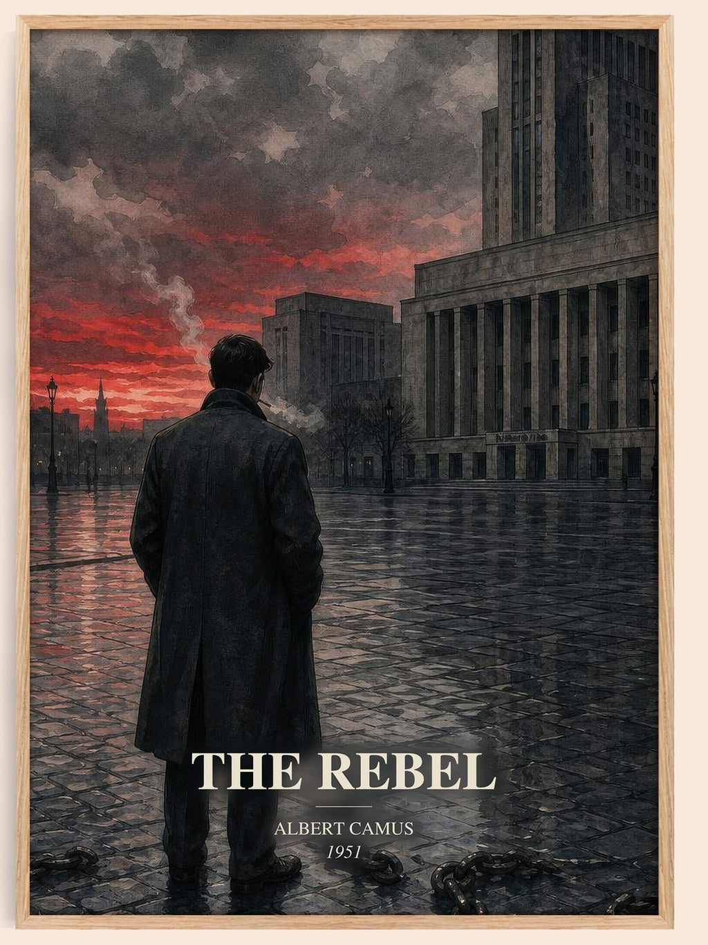 The Rebel watercolour book poster by Albert Camus – framed literary art print