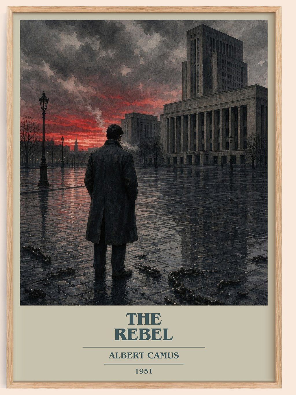 The Rebel book cover book poster by Albert Camus – framed literary art print