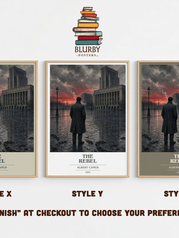 The Rebel book cover print in frame leaning in hallway – philosophy wall art