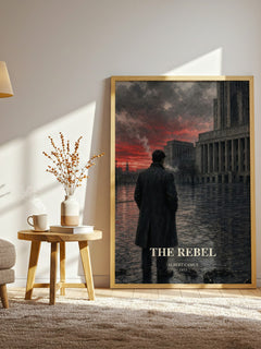 The Rebel watercolour print in frame leaning in hallway – philosophy wall art
