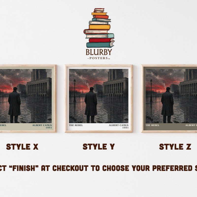 The Rebel literary print in frame leaning in hallway – philosophy wall art