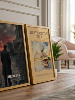 The Rebel watercolour print framed by window – literary home decor