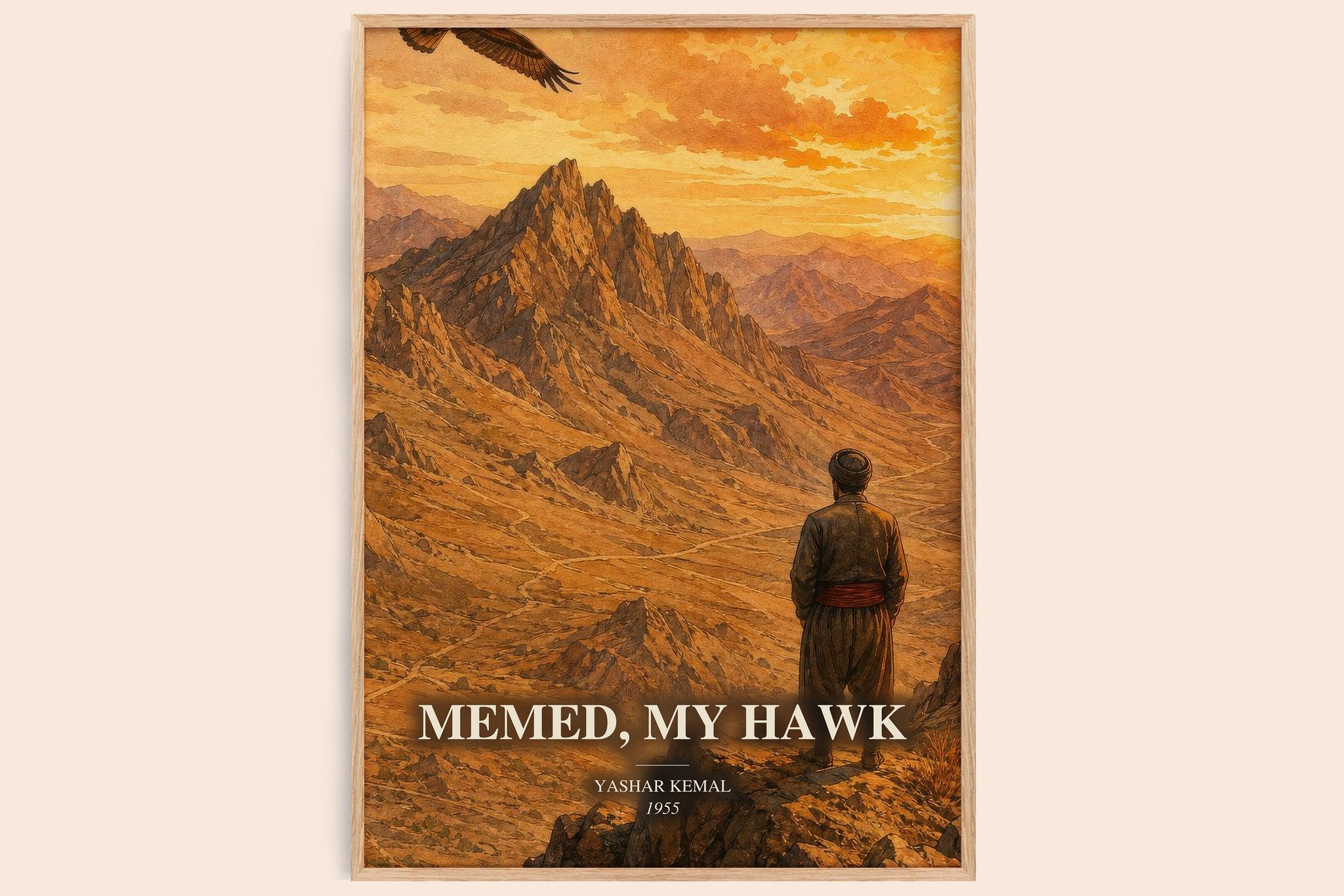 Memed, My Hawk Book Watercolour Illustration by Yashar Kemal