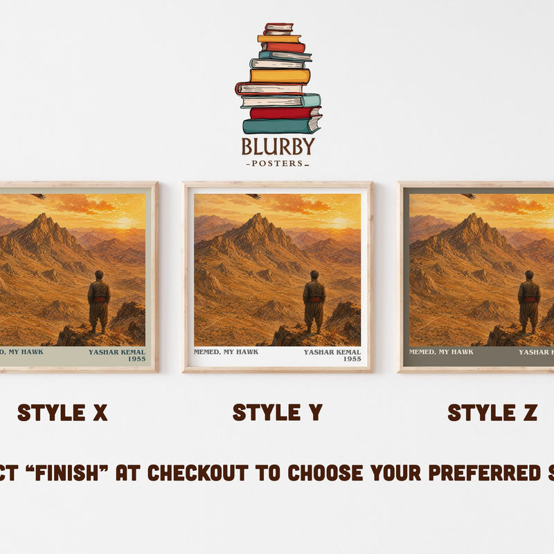 Memed, My Hawk literary print in frame leaning in hallway – literary fiction wall art