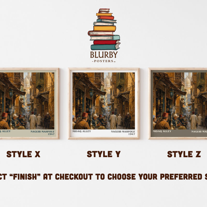 Midaq Alley literary print in frame leaning in hallway – literary fiction wall art