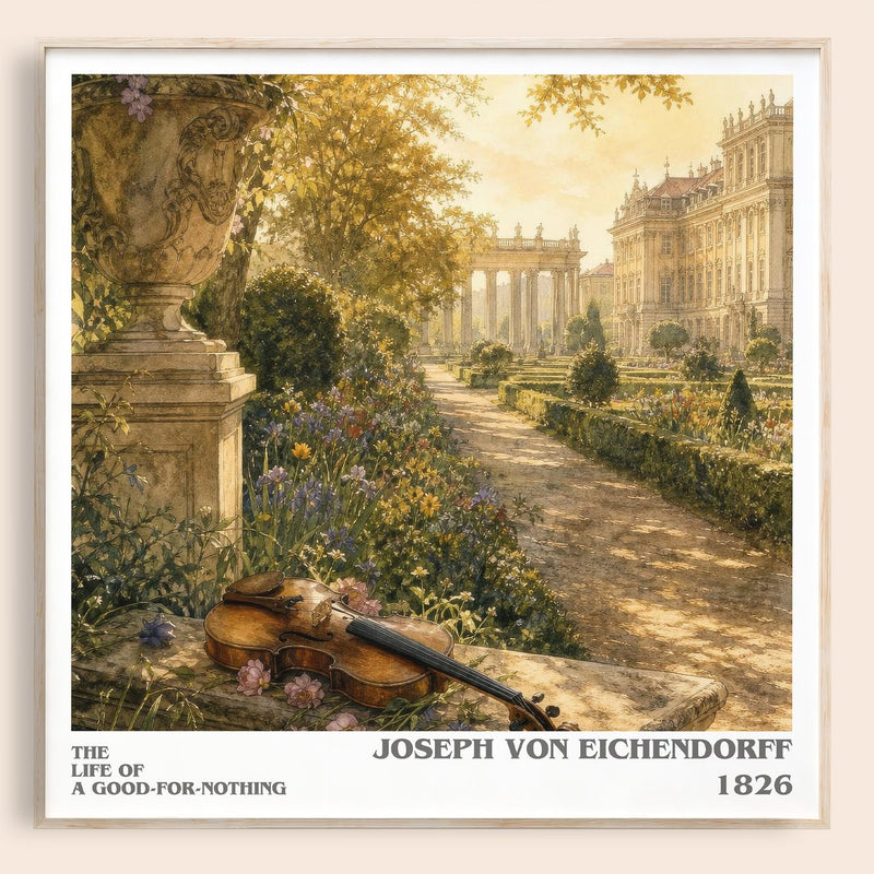 The Life of a Good-For-Nothing literary book poster by Joseph von Eichendorff – framed literary art print