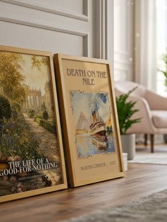 The Life of a Good-For-Nothing watercolour print framed by window – literary home decor