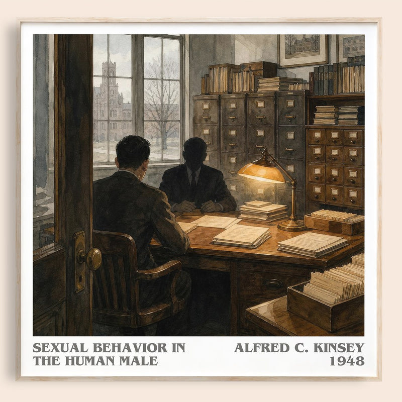 Sexual Behavior in the Human Male literary book poster by Alfred C. Kinsey – framed literary art print