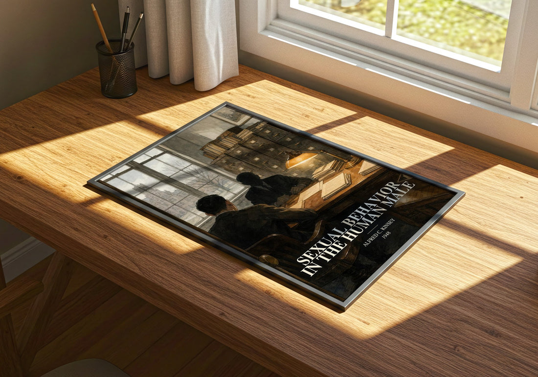 Sexual Behavior in the Human Male watercolour book poster framed on wall – non fiction wall art