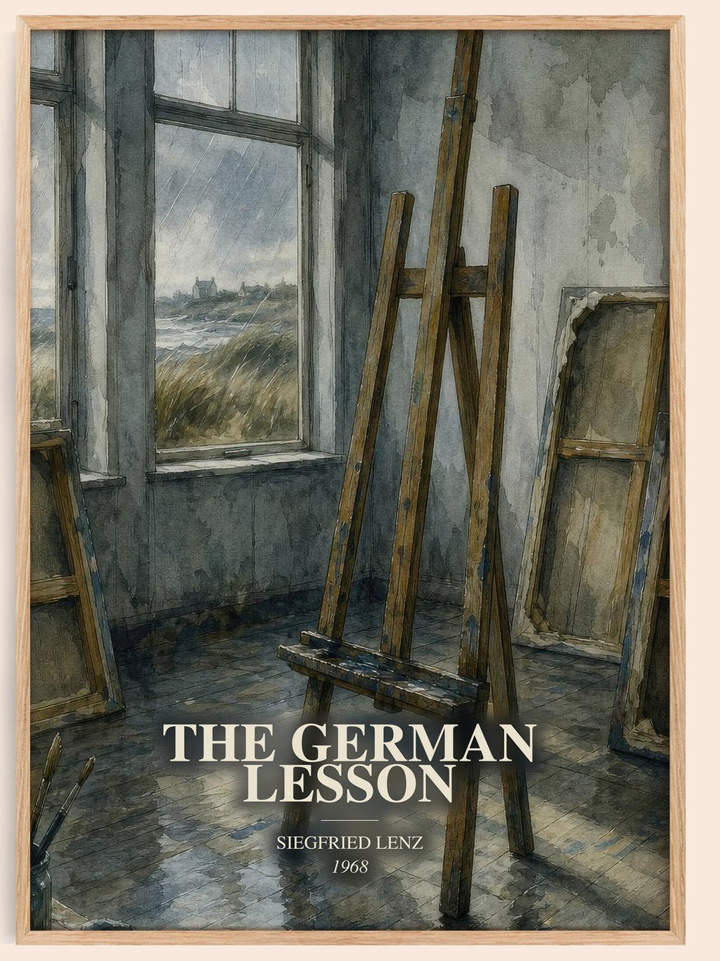 The German Lesson watercolour book poster by Siegfried Lenz – framed literary art print