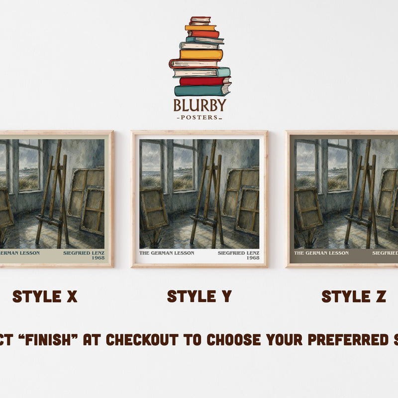 The German Lesson literary print in frame leaning in hallway – literary fiction wall art