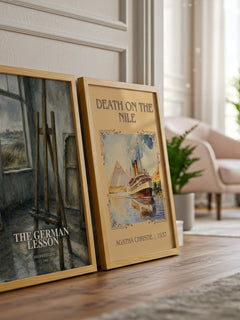 The German Lesson watercolour print framed by window – literary home decor