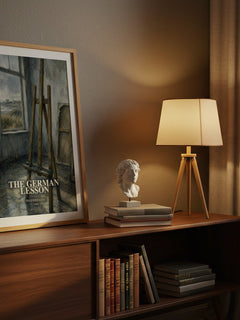 The German Lesson watercolour print on bookshelf – Siegfried Lenz fan gift