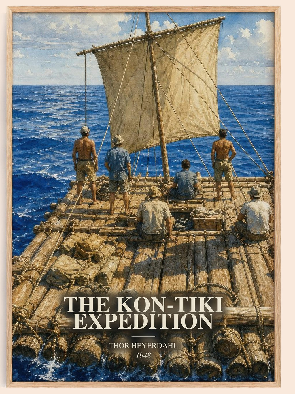 The Kon-Tiki Expedition watercolour book poster by Thor Heyerdahl – framed literary art print