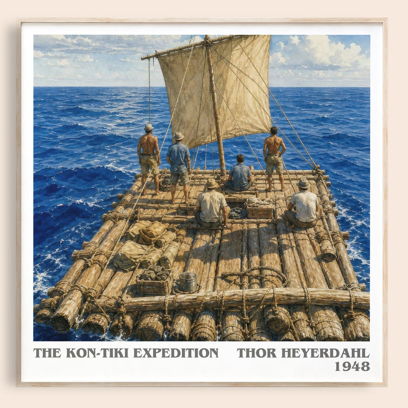 The Kon-Tiki Expedition literary book poster by Thor Heyerdahl – framed literary art print