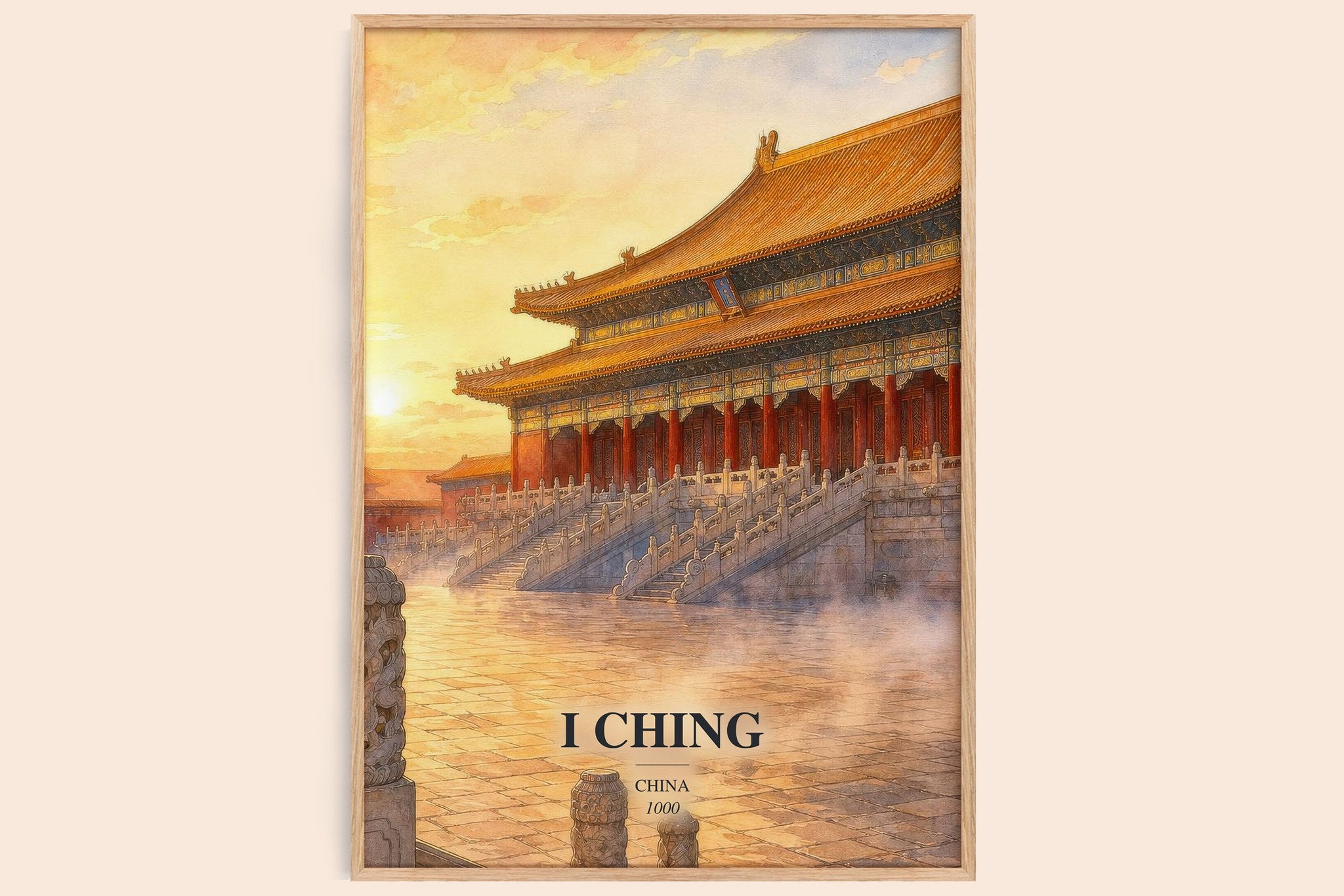 I Ching Book Watercolour Illustration by China