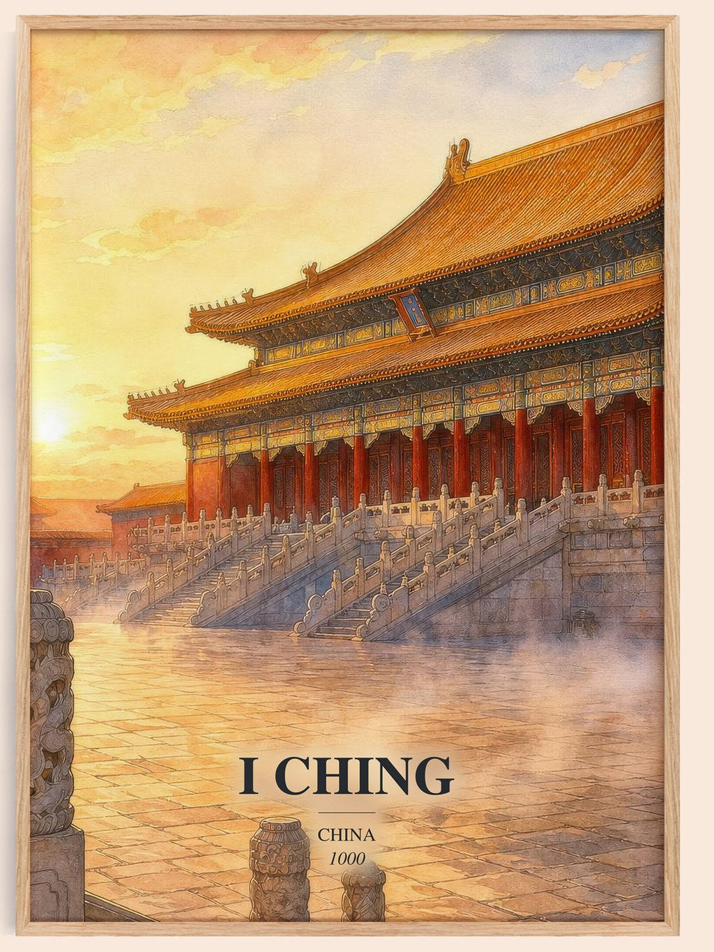 I Ching watercolour book poster by China – framed literary art print