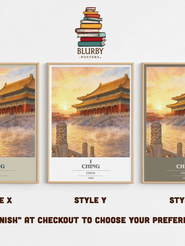 I Ching book cover print in frame leaning in hallway – philosophy wall art