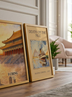 I Ching watercolour print framed by window – literary home decor