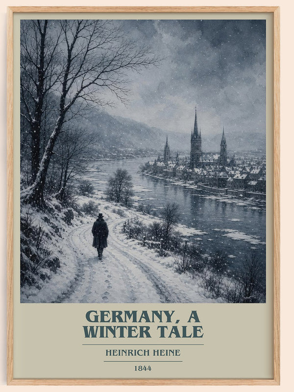 Germany, a Winter Tale book cover book poster by Heinrich Heine – framed literary art print