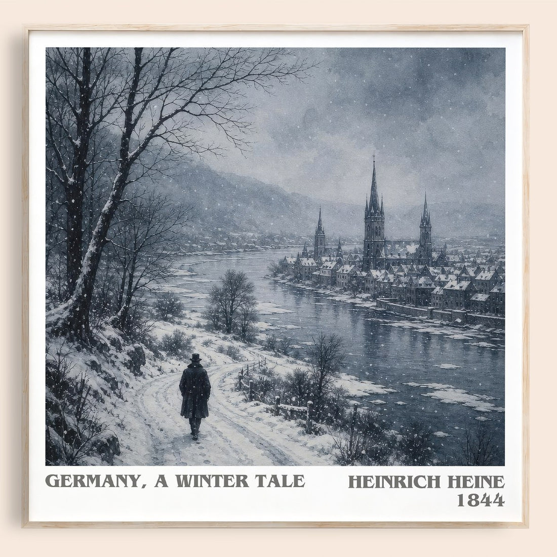 Germany, a Winter Tale literary book poster by Heinrich Heine – framed literary art print