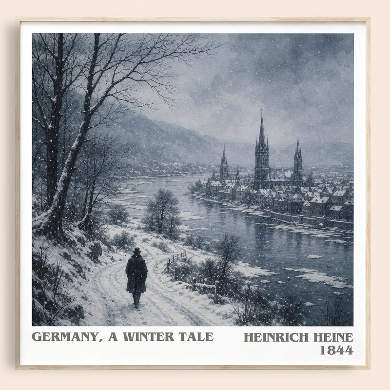 Germany, a Winter Tale literary book poster by Heinrich Heine – framed literary art print