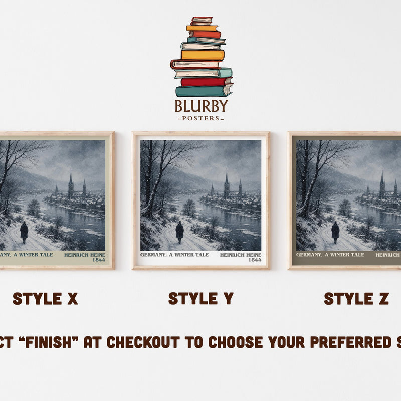 Germany, a Winter Tale literary print in frame leaning in hallway – poetry wall art