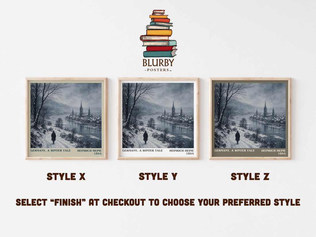 Germany, a Winter Tale literary print in frame leaning in hallway – poetry wall art (mockup)