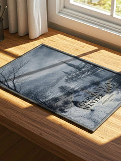 Germany, a Winter Tale watercolour book poster framed on wall – poetry wall art