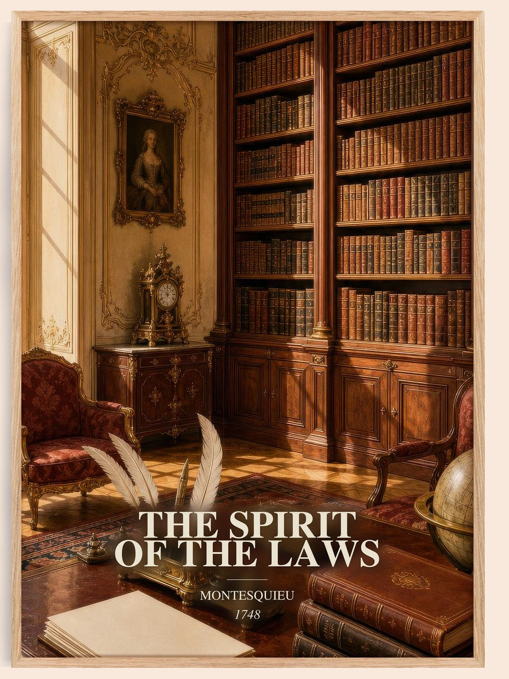 The Spirit Of The Laws watercolour book poster by Montesquieu – framed literary art print