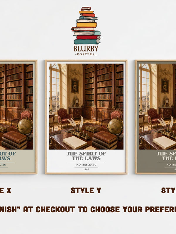 The Spirit Of The Laws book cover print in frame leaning in hallway – philosophy wall art