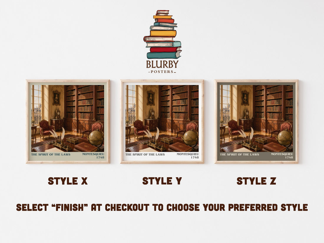 The Spirit Of The Laws literary print in frame leaning in hallway – philosophy wall art (mockup)