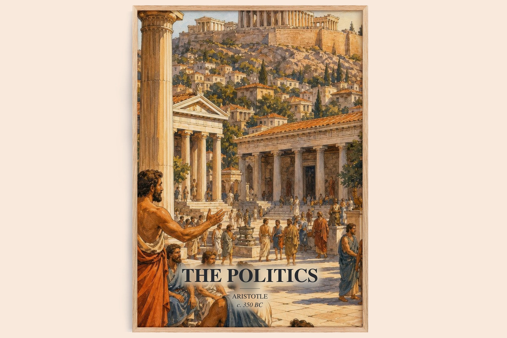 The Politics Book Watercolour Illustration by Aristotle