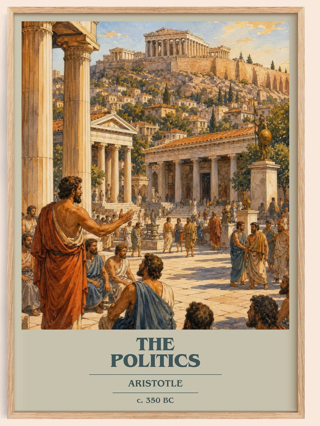 The Politics book cover book poster by Aristotle – framed literary art print