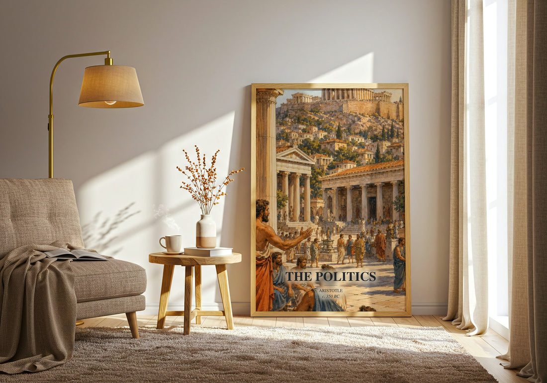 The Politics watercolour print in frame leaning in hallway – philosophy wall art