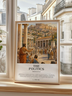 The Politics bookish print in frame leaning in hallway – philosophy wall art