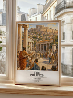 The Politics book cover print in frame leaning in hallway – philosophy wall art