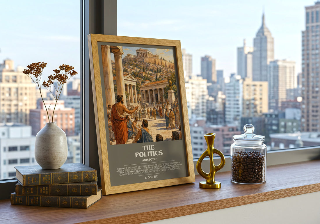 The Politics bookish poster colour and style options – Aristotle book art