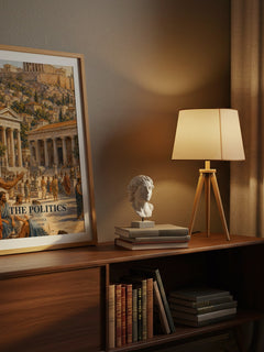 The Politics watercolour print on bookshelf – Aristotle fan gift