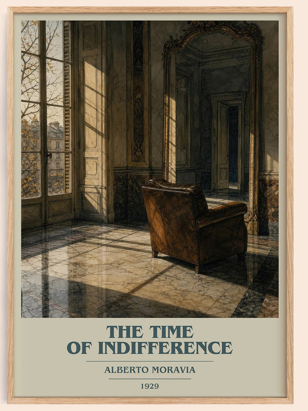The Time of Indifference book cover book poster by Alberto Moravia – framed literary art print