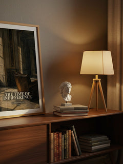 The Time of Indifference watercolour print on bookshelf – Alberto Moravia fan gift