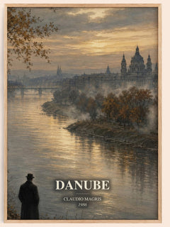 Danube watercolour book poster by Claudio Magris – framed literary art print
