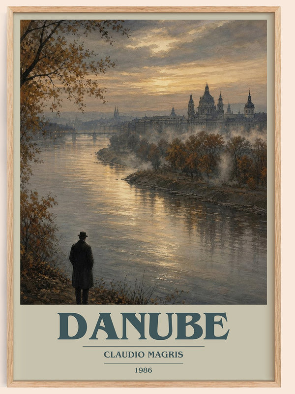 Danube book cover book poster by Claudio Magris – framed literary art print