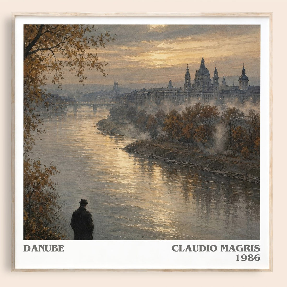 Danube literary book poster by Claudio Magris – framed literary art print